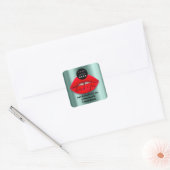 Logo QR-Code Name Vielen Dank Shopping Red Lips Aq Quadratischer Aufkleber (Umschlag)
