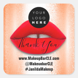 Logo QR-Code Name Vielen Dank Shopping Red Lips Co Quadratischer Aufkleber