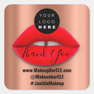 Logo QR-Code Name Vielen Dank Shopping Red Lips Co Quadratischer Aufkleber