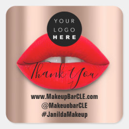 Logo-QR-Code-Name Vielen Dank Shopping Red Lips Ro Quadratischer Aufkleber