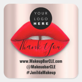 Logo-QR-Code-Name Vielen Dank Shopping Red Lips Ro Quadratischer Aufkleber
