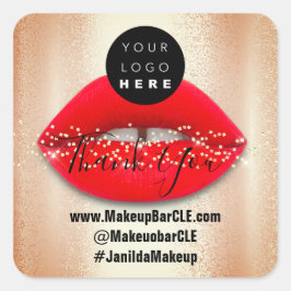 Logo-QR-Code-Name Vielen Dank Shopping Red Lips Ro Quadratischer Aufkleber