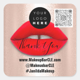 Logo-QR-Code-Name Vielen Dank Shopping Red Lips Ro Quadratischer Aufkleber