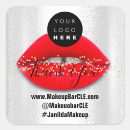 Logo QR-Code Name Vielen Dank Shopping Red Lips Si Quadratischer Aufkleber