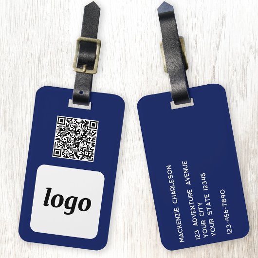 Logo QR Code Navy Blue Business Promotion Gepäckanhänger