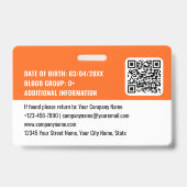 Logo QR Code Orange für benutzerdefinierte Baustel Ausweis (Rückseite)