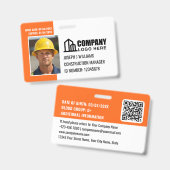Logo QR Code Orange für benutzerdefinierte Baustel Ausweis (Vorder- & Rückseite)
