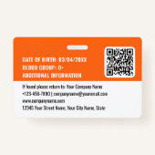 Logo QR Code Orange für benutzerdefinierte Baustel Ausweis (Rückseite)