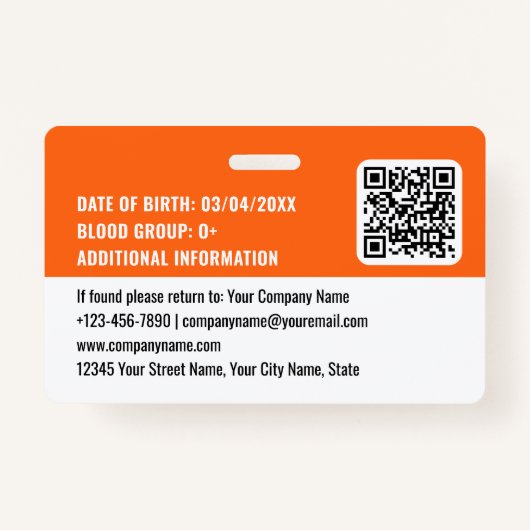Logo QR Code Orange für benutzerdefinierte Baustel Ausweis (Rückseite)