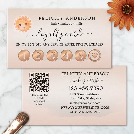 Logo QR Code Peach Beauty Loyalty Card Treuekarte