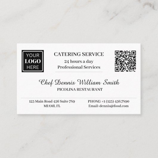 Logo-QR-Code Restaurant Catering-Service Visitenkarte (Vorderseite)