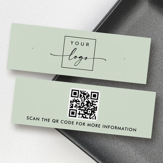 Logo-QR-Code Salbeigrün-Ohrring-Display-Karte