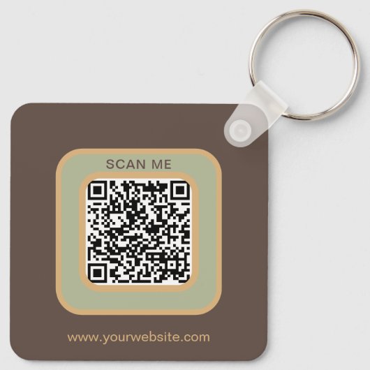Logo-QR-Code-Schlüsselanhänger mit erdigen Tönen,  Schlüsselanhänger (Rückseite)