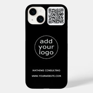 Logo & QR-Code Schwarz Business Minimalist Case-Mate iPhone 14 Hülle