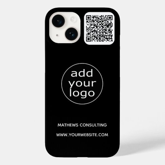 Logo & QR-Code Schwarz | Business Minimalist Case-Mate iPhone Hülle (Rückseite)