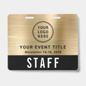 Logo QR-Code Schwarz Gold Event-Zugangs-Pass Ausweis (Vorderseite)