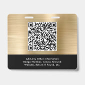 Logo QR-Code Schwarz Gold Event-Zugangs-Pass Ausweis (Rückseite)