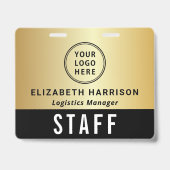 Logo QR-Code Schwarz Gold Event-Zugangs-Pass Ausweis (Vorderseite)