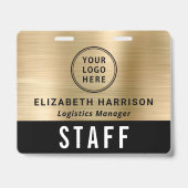 Logo QR-Code Schwarz Gold Event-Zugangs-Pass Ausweis (Vorderseite)