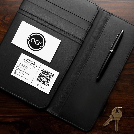 Logo QR-Code Schwarz-Weiß Visitenkarte