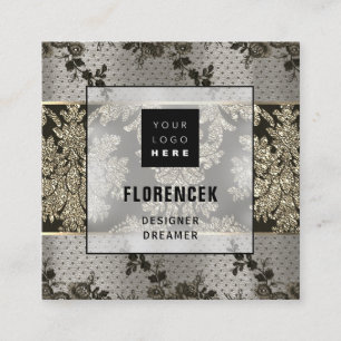 Logo QR CODE Shop BeAUTIQUE Gold Spitzen Elegant Quadratische Visitenkarte