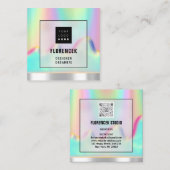 Logo QR CODE Shop BEAUTIQUE Holografischer Rahmen Quadratische Visitenkarte (Vorne/Hinten)