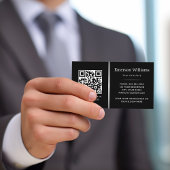 Logo QR-Code Silbergrau Gradiententeiler schwarz Visitenkarte