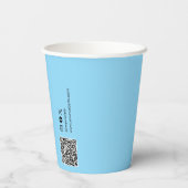 Logo, QR Code Social Media Custom Blue Paper Cups Pappbecher (Rückseite)