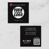 Logo | QR-Code | Social Media Icons Elegant Quadratische Visitenkarte (Vorne/Hinten)