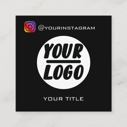 Logo | QR-Code | Social Media Icons Elegant Quadratische Visitenkarte (Vorderseite)