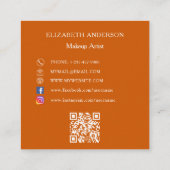 Logo QR Code Social Media verbrannt orange Quadratische Visitenkarte (Rückseite)