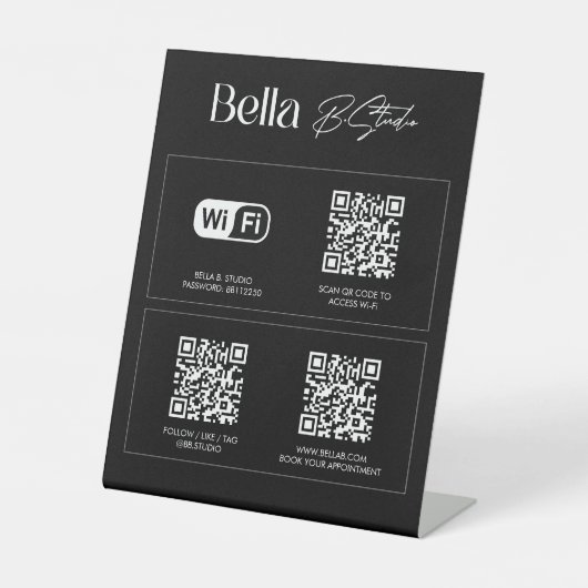 Logo QR Code Social Media Wifi Sockelschild (Vorderseite)