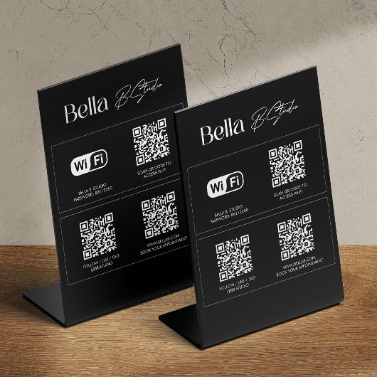Logo QR Code Social Media Wifi Sockelschild