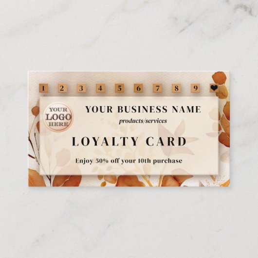 Logo QR Code Terra Cotta Wasserfarbe Floral Treuekarte (Vorderseite)