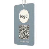 Logo QR Code Text Business Promotion Dusty Blue Autolufterfrischer (Links)