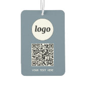 Logo QR Code Text Business Promotion Dusty Blue Autolufterfrischer (Rückseite)