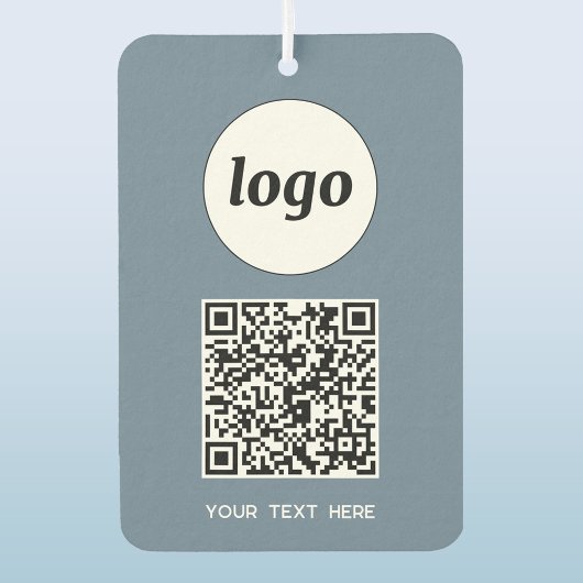 Logo QR Code Text Business Promotion Dusty Blue Autolufterfrischer