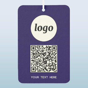 Logo QR Code Text Business Werbung Navy Blue Autolufterfrischer