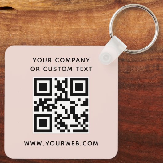 Logo, QR-Code Text doppelseitig hellrot rot Schlüsselanhänger (Rückseite)