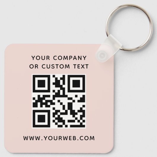 Logo, QR-Code Text doppelseitig hellrot rot Schlüsselanhänger (Rückseite)