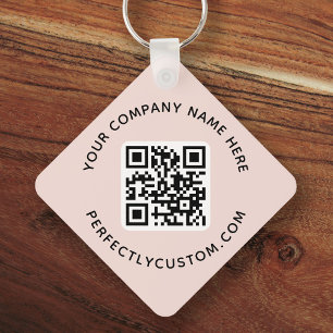 Logo, QR-Code Text doppelseitig hellrot rot Schlüsselanhänger