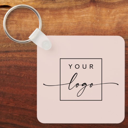 Logo, QR code text double sided light blush pink Schlüsselanhänger (Vorderseite)