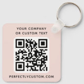 Logo, QR code text double sided light blush pink Schlüsselanhänger (Rückseite)