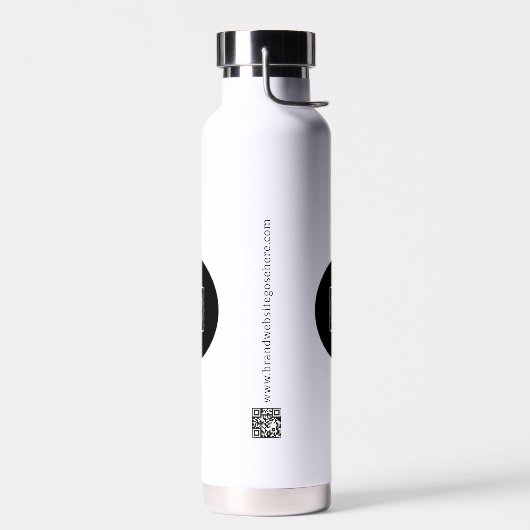 Logo QR-Code Text Geschäft Branding Promotion Trinkflasche (Links)