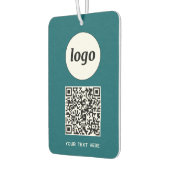 Logo-QR-Code Text Geschäftswerbung Aquamarin grün Autolufterfrischer (Links)