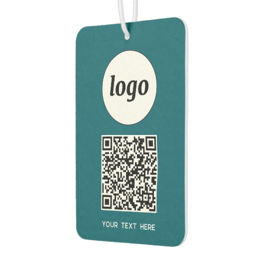 Logo-QR-Code Text Geschäftswerbung Aquamarin grün Autolufterfrischer (Links)