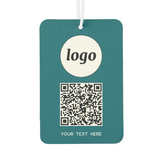 Logo-QR-Code Text Geschäftswerbung Aquamarin grün Autolufterfrischer (Rückseite)