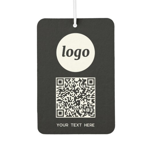 Logo QR Code Text Geschäftswerbung schwarz Autolufterfrischer (Vorderseite)