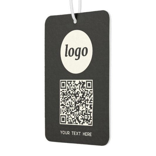 Logo QR Code Text Geschäftswerbung schwarz Autolufterfrischer (Links)