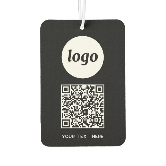 Logo QR Code Text Geschäftswerbung schwarz Autolufterfrischer (Rückseite)